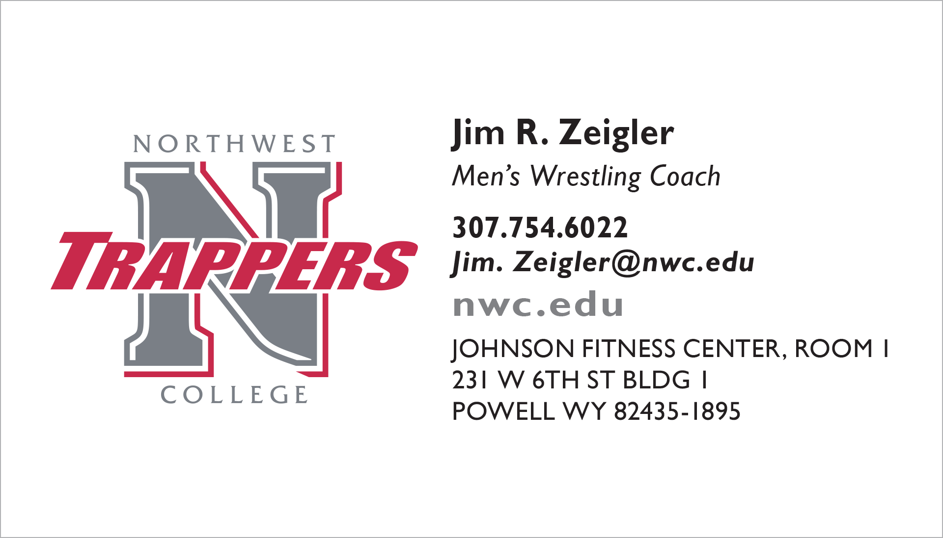 Full-size Business Card Sample for Athletics